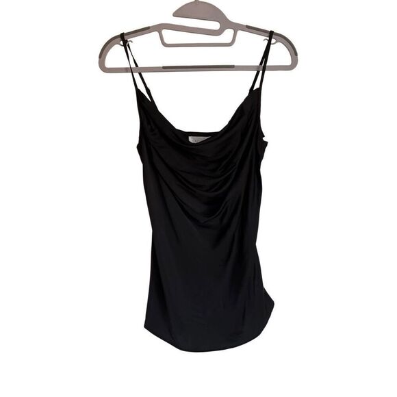 Rachel Zoe Satin Tank Top Womens Size XS Black Cowl Neck  Layering NWT MSRP $98 - Picture 1 of 9